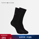 Tommy Hilfiger【兩雙裝】男裝經(jīng)典簡(jiǎn)約繡標商務(wù)休閑純色運動(dòng)微彈中筒襪子 黑色078 均碼