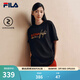 FILA馬上起飛斐樂(lè )情侶短袖上衣男2026春新年紅色本命年半袖T恤女 正黑色-BK M 170/92A/M