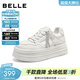 百麗（Belle）時(shí)尚掛飾小白鞋女2026春新厚底增高百搭休閑板鞋B3057AM6預售 米色 38