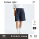 乙來(lái)（EASTERN LIGHT）2026夏季新款南法休閑牛仔短褲女裝寬松顯瘦高腰闊腿褲休閑百搭 牛仔藍 S