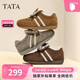 TATA/他她2026春商場(chǎng)同款加絨阿甘鞋女休閑運動(dòng)鞋 灰色（絨里） 35