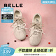 百麗（Belle）漿果糖復古德訓鞋款撞色運動(dòng)休閑板鞋B2472AM5預售 杏色 37 (235mm)