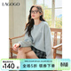 LAGOGO冰川藍簡(jiǎn)約印花衛衣女拉谷谷2025年冬季新款寬松加絨上衣 淺藍色 S