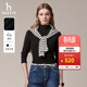哈吉斯（HAZZYS）女裝【倫敦時(shí)裝周同款】秋冬款打底衫女半高領(lǐng)長(cháng)T恤ABTSE0BCE10 黑色BK M (160/84A 38)