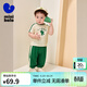 迷你巴拉【涼感抑菌】短袖套裝男女童寶寶運動(dòng)學(xué)院風(fēng)短袖長(cháng)褲 中綠40513 110
