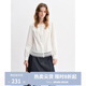 獨束大碼女裝甜美系帶蕾絲花邊襯衫2025秋裝新款圓領(lǐng)泡泡袖上衣 云朵白 XL (尺碼：3）