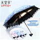 天堂晴雨傘創(chuàng  )意三折疊女士黑膠超強防曬防紫外線(xiàn)刺繡遮陽(yáng)傘超輕太陽(yáng)傘 黑膠刺繡款 【藍色】UPF50+