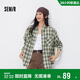 森馬（Semir）長(cháng)袖襯衫女春季中長(cháng)款oversize翻領(lǐng)落肩格紋女生襯衣101125105007