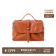 裘真植鞣牛皮007郵差包女真皮大容量通勤單肩斜挎包復古包 焦糖色
