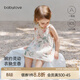 babylove寶寶連衣裙夏季薄款女寶寶高支純棉掛脖裙甜美國風(fēng)公主吊帶裙夏裝 江南煙雨 90