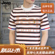 JEEP SPIRIT吉普高端時尚2026夏季短袖t恤男潮流條紋圓領半袖體恤男裝百搭 白色 M