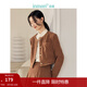 茵曼（INMAN）【服飾5折】田園小香風(fēng)坑條燈芯絨短外套冬季女裝新款顯高上衣 焦糖色 S