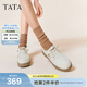 他她（TATA）QQ軟糖英倫單鞋女真皮厚底牛津鞋小皮鞋豆豆鞋新7A421CM4 7A421CM4米白（踩跟款） 37