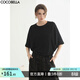 COCOBELLA細閃亮絲暗花黑色針織衫T恤女夏蝙蝠袖罩衫TS0069-2 黑色 M