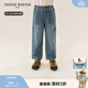 Teenie Weenie Kids小熊童裝25年男女童休閑工裝風(fēng)直筒牛仔褲 藍色花灰 130 cm