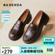 森達樂(lè )福鞋女牛皮英倫風(fēng)軟底不累腳套腳一腳蹬單鞋SYH01AA4 棕色 38