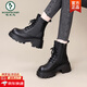 啄木鳥(niǎo)厚底馬丁靴女2025秋冬季新款英倫風(fēng)增高皮鞋女鞋百搭女鞋短靴子女 黑色 35 (225mm)