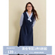 獨束大碼減齡MIU系假兩件連衣裙女2024冬新款磨毛斜紋中長(cháng)款裙子 霧黑藍 M (尺碼：1)