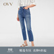 OVV春夏熱賣(mài)女裝意大利進(jìn)口面料修身直筒鉛筆褲牛仔褲 牛仔藍（凈色）06 25