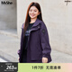 MsShe【沖鋒衣/羽絨服可選】大碼女裝2025春冬胖連帽涂層防風(fēng)外套 雙層-帝王紫色現貨-適合5-20℃ 5XL