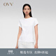 OVV春夏熱賣(mài)女裝簡(jiǎn)約舒適棉質(zhì)刺繡基礎圓領(lǐng)白色短袖T恤 霜白02 L