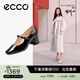 愛(ài)步（ECCO）瑪麗珍鞋女鞋 倪妮同款高跟鞋淺口單鞋 型塑290963 黑色29096301001 38