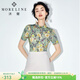 MORELINE沐蘭商場(chǎng)同款襯衣2022夏裝新款女士復古印花修身顯瘦百搭翻領(lǐng)襯衫 綠黃花 XL (160) 42/XL