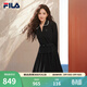FILA 斐樂(lè )楊冪同款女子連衣裙春新款時(shí)尚休閑寬松收腰翻領(lǐng)連身裙 正黑色-BK XL 175/92A