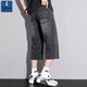 啄木鳥(niǎo)夏季薄款天絲男士牛仔七分休閑短褲新款寬松直筒百搭潮運動(dòng)短褲男 黑灰色 XL （130-150斤）