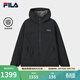 FILA 斐樂(lè )官方男士棉服2026春新款時(shí)尚休閑寬松上衣保暖連帽外套 暗流黑-BK XL 180/100A/XL