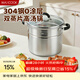 美廚（MAXCOOK）湯鍋304不銹鋼 復底高湯鍋二層蒸鍋24cm 電磁爐通用帶蒸架MCZ3225