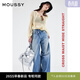 moussy  【程瀟同款】斜扣不規則設計感非正式闊腿牛仔褲010IAA11-6771 111淺藍色-新 S