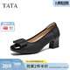 他她（TATA）女鞋2026春季新款時(shí)尚百搭羊皮淺口鞋低平跟單鞋UUD02AQ6 URH04AQ6黑色 35