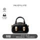 INJOYLIFE鎖扣饅頭包黑金千金風(fēng)高級感復古單肩斜挎包小手提包貝殼包 黑色