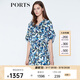 PORTS寶姿  新品女裝中袖中V領(lǐng)中袖印花連衣裙LN8D085HPT020 天蝕藍印花 XS (2)