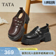 他她（TATA）鋼琴家樂(lè )福鞋女厚底英倫風(fēng)小皮鞋單鞋加絨牛津鞋CHY08AM6 黑色 37