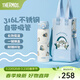 膳魔師（THERMOS）保溫杯貓福珊迪系列大容量可愛(ài)便攜雙飲咖啡杯帶茶漏桌面把手杯 藍白保溫吸管杯 500ml 附杯袋