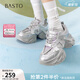 百思圖（BASTO）【漫步者】百思圖春夏商場(chǎng)新款厚底老爹鞋女運動(dòng)休閑鞋A8881AM5 銀色 38