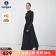 Navigare意大利小帆船鎖溫保暖長(cháng)袖連衣裙女秋季休閑簡(jiǎn)約裙子褶皺T恤裙 隕石黑 L