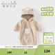 戴維貝拉（DAVE＆BELLA）新生兒爬服嬰兒連體衣0-6個(gè)月寶寶衣服冬季新款牛奶絨男寶睡衣 卡其色【現貨】 73cm （建議身高66-73cm）
