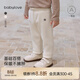 babylove寶寶打底褲秋冬季保暖加絨褲純色百搭褲子寶寶彈力休閑褲 米白 90