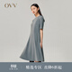 OVV【日本進(jìn)口三醋酸】OVV秋冬熱賣(mài)女裝簡(jiǎn)約舒適圓領(lǐng)短袖連衣裙 中灰A1 M