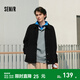 森馬（Semir）夾克男格紋絨感雪尼爾牛仔外套冬季棉服寬松教練服復古時(shí)尚潮 牛仔黑98301 M