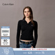 Calvin KleinJeans春秋女士?jì)?yōu)雅休閑通勤ck修身短款海鷗領(lǐng)POLO打底衫針織衫