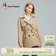 暇步士（Hush Puppies）女裝春秋季簡(jiǎn)約大氣收腰連帽風(fēng)衣外套 130卡其 M