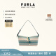 芙拉（FURLA）【春夏新品】DEBBY時(shí)尚條紋拼色女士迷你帆布單肩包小巧腋下包 藍綠色花色 MINI