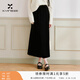 香影黑色絲絨半身裙女高腰2025冬季新款傘裙輕奢高級感直筒中長(cháng)裙 黑色 半身裙 L 165/68A/110-125斤