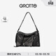 GROTTO個(gè)樂(lè )新款SoftCollar保齡球包單肩包小中號通勤斜挎包禮物 經(jīng)典黑M 亮銀
