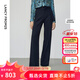 朗姿新款氣質(zhì)高腰顯瘦通勤職業(yè)闊腿西裝褲直筒春季新款長(cháng)褲西褲女 暮色藏藍色 S
