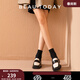 BEAUTODAY方頭樂(lè )福鞋女春季2026新款英倫風(fēng)休閑小皮鞋子女粗跟軟皮單鞋女鞋 黑白拼色【偏大一碼】 37